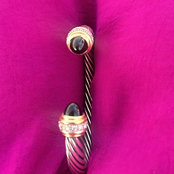David Yurman cable cuff  with cabochon onyx and diamonds see below for sizing. - Picture 5 of 7